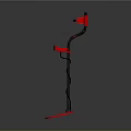 Red And Black Metal Detector With Circular Base And Detection Coil