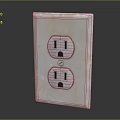 White Electrical Outlet Panel With Two Power Outlets For Home Use Design 3d model