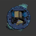 Intricate Fantasy Scene Component Featuring Blue Glowing Orbs Golden Accents And Grass Like Structures