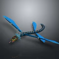 Blue Winged Dragon Mythical Creature With Colorful Head And Scaled Body