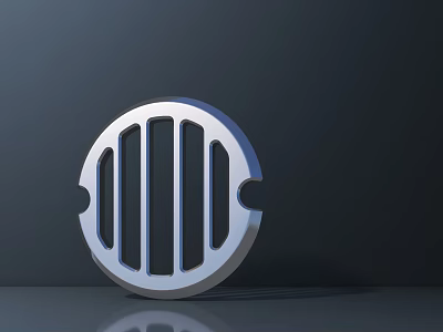 Silver Circular Metal Component For Commercial Equipment With Vertical Slotted Holes 3d model