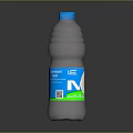 Gray Plastic Bottle With Blue Cap 1L Capacity And Blue Green Label 3d model