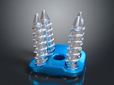 Sculptural Carving Of Metallic Spiral Structures On Blue Base With Reflective Surface 3d model