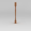 Wooden Column Component With Natural Wood Grain And Structural Design Details