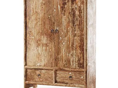 Rustic Vintage Wooden Chest of Drawers with Distressed Finish and Storage Design 3d model