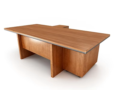 Modern Wooden Office Desk With Simple Design Extended Tabletop And Sturdy Legs 3d model