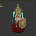 Ancient Warrior Man in Armor Holding Shield and Sword Standing Pose 3D Figure