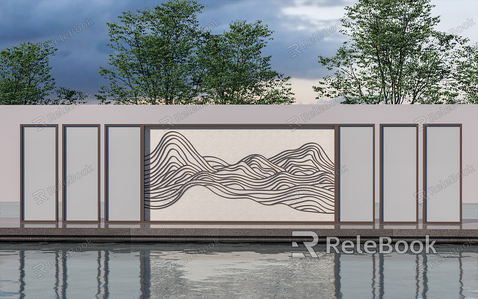 Modern landscape wall Landscape wall Enclosure background wall Photo wall Grid landscape wall model