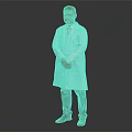 Man Wearing White Coat Standing with Crossed Hands on Gray Background 3d model
