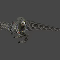 Futuristic Mechanical Creature Character With Red Eyes Orange Lights And Industrial Design