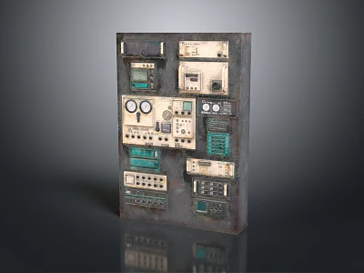 Metal Electronic Control Panel With Various Electrical Components Buttons And Wiring Terminals 3d model