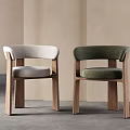 Modern Dining Chairs With Light Gray And Dark Green Upholstered Seats And Wooden Frames