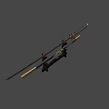 Traditional Samurai Sword With Decorative Scabbard And Gold Accents On Wooden Stand