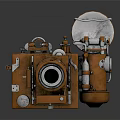 Vintage Style Digital Camera With Brown Metal Body Classic Lens And Clear Dome