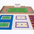 Football Field Design With Running Track Grandstand And Surrounding Sports Areas