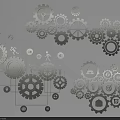 Interconnected Gears Design Featuring Human Figures And Social Media Icons 3d model