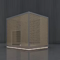 Modern Cube Shaped Pergola Featuring Geometric Lattice Design And Bottom Lighting 3d model