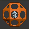 Modern Orange Geometric Decorative Furniture Piece With Hollow Design And Shiny Reflective Surface