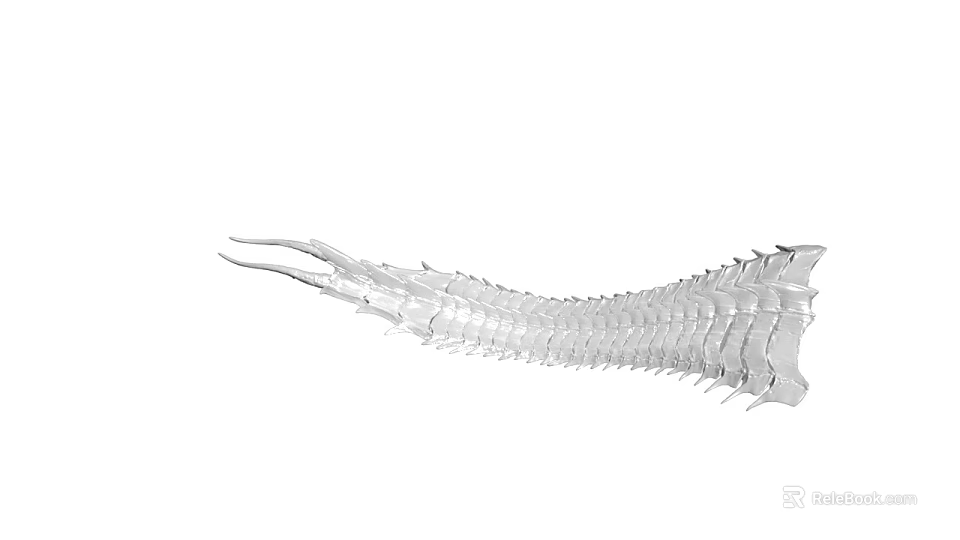 Silver Curved Articulated Metallic Sculpture with Intricate Layered Structure and Modern Design 3d model 