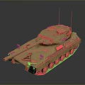 Desert Camouflage Modern Main Battle Tank With Turret Cannon Tracks And Antenna