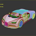 Blue And White Bugatti Sports Car With Modern Design And Shiny Wheels