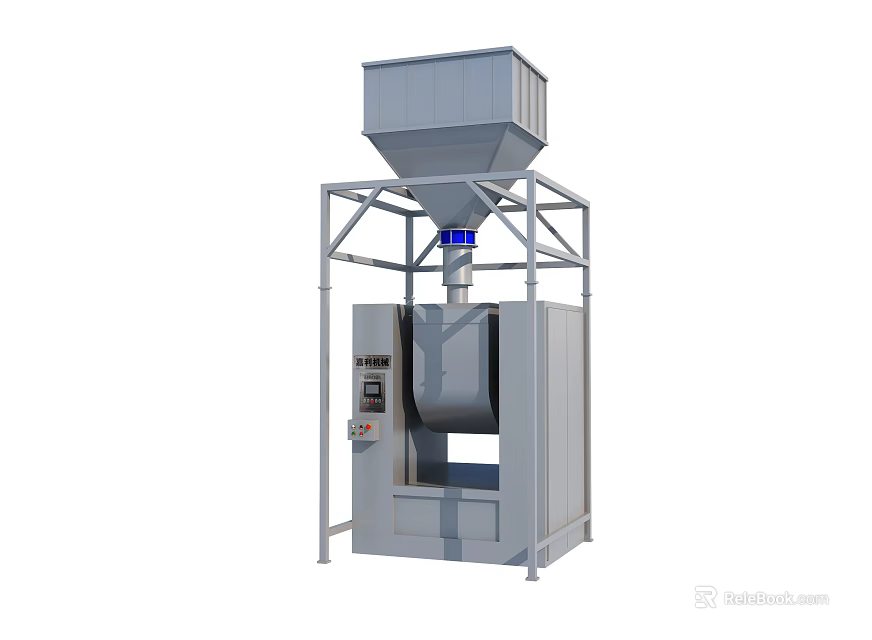 Industrial Equipment With Hopper Metal Frame And Control Panel For Material Handling 3d model 