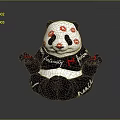 Black And White Panda Plush Toy With Red Lip Prints And Text Design