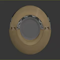 Circular Mechanical Component With Blue Center Brown Casing Metal Pipes And Parts