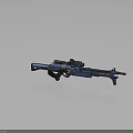 Futuristic Blue Sci Fi Sniper Rifle With Tactical Scope And Mechanical Design Details