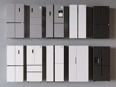 Modern Refrigerators Freezers in Various Styles and Colors for Home Kitchen 3d model