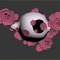 Cute White Ghost Character With Black Top Hat Pink Roses Smiling Blush Face And Scattered Petals
