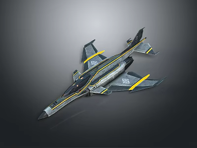 Modern Black Yellow Accented Aerospace Spacecraft With Streamlined Structure For Cosmic Missions 3d model