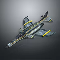Modern Black Yellow Accented Aerospace Spacecraft With Streamlined Structure For Cosmic Missions 3d model