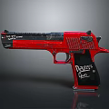 Red And Black Desert Eagle Pistol With .50 AE Caliber And Distinctive Design