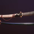 Traditional Japanese Samurai Sword Weapon with Sharp Blade Ornate Handle and Green Scabbard