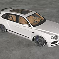 White Luxury Car With Brown Interior And Black Alloy Wheels In Spacious Concrete Room