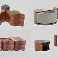 Modern Round Side Tables With Wooden Frames And Smooth Surface Designs 3d model
