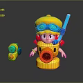 Cute Cartoon Character Kids Toy With Yellow Body Blue Goggles Snorkel And Small Accessory