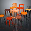 Various Designed Stools With Different Colors Wooden And Metal Legs Styles