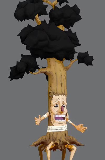 Modern game character cartoon tree demon 3d model