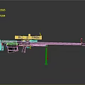 Tactical Sniper Rifle With Black Body Scope Bipod Red Part And Long Barrel