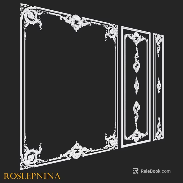 Ornamental Decorative Components With Intricate White Patterns And Symmetrical Frames 3d model 