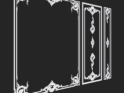 Ornamental Decorative Components With Intricate White Patterns And Symmetrical Frames 3d model