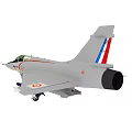 Gray Fighter Jet With Green Cockpit Wing Mounted Weapons And Red White Blue Tail