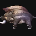 Fierce Fantasy Boar Game Character With Large Tusks Spiked Mane And White Stripes