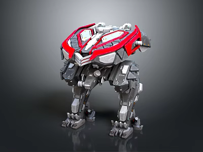 Mechanical Game Movie Character Featuring Red Gray Armor And Detailed Robotic 3D Design 3d model