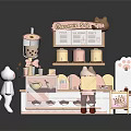 Cute Dessert Showcase Shelves With Glass Jars Pastry Display And Decorative Sign