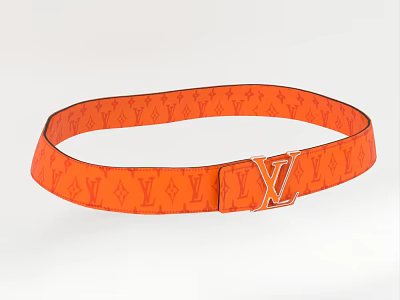 Orange Louis Vuitton Belt With Monogram Pattern And LV Buckle Design 3d model