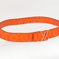 Orange Louis Vuitton Belt With Monogram Pattern And LV Buckle Design