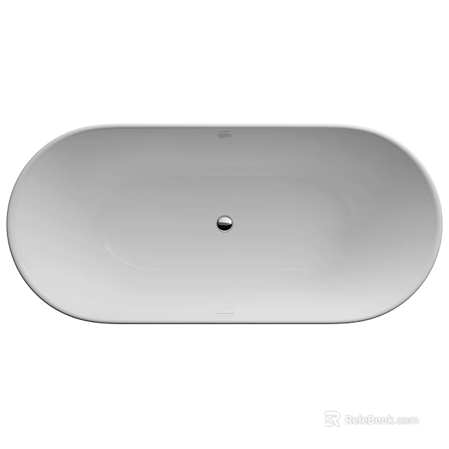 White Oval Freestanding Bathtub With Sleek Surface And Central Drain Design 3d model 